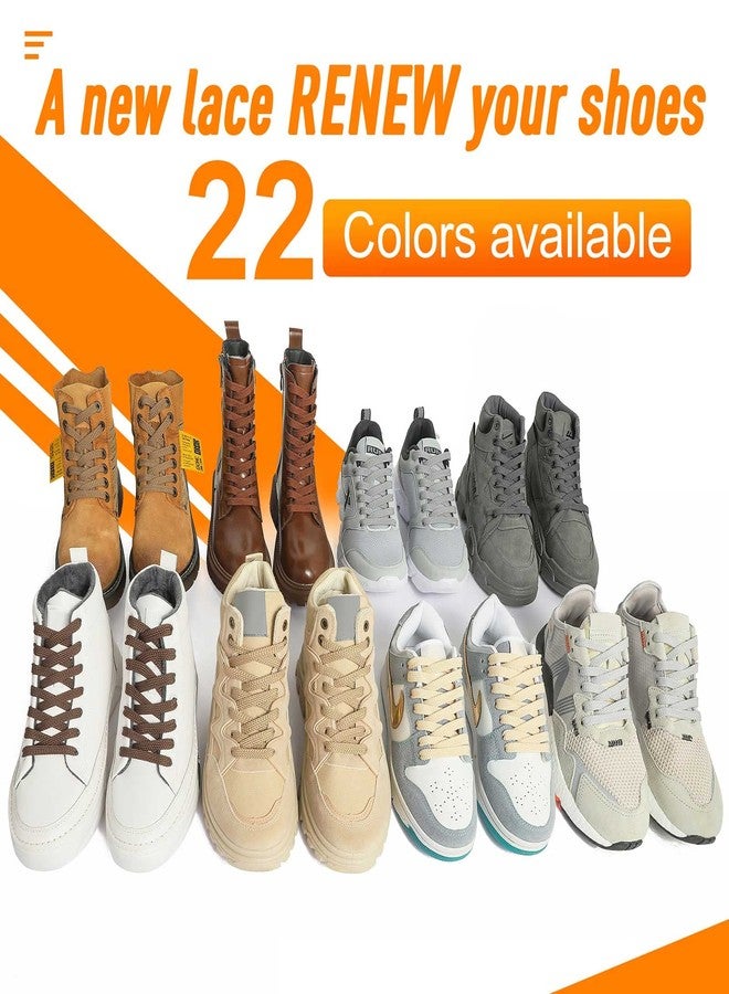 VSUDO Upgrade 43" Double Layer Weave Flat Shoelaces, 5/16" Wide Flat Shoe Laces for Adults & Kids Sneakers or Athletic Shoes [2 Pairs-Tan-110CM] - Image 4